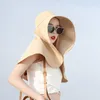 Wide Brim Hats Women Sun Summer Beach Bucket Hat Foldable UV Protection Caps Female Sunscreen Neck Shawl Cap BonnetWideWide Oliv22