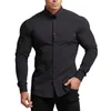 Chemises habillées pour hommes hommes chemise bureau homme Social décontracté affaires blanc noir simple boutonnage col rabattu homme chemise hommes