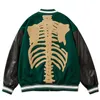 Vestes pour hommes Furry Skeleton Patchwork Color Block Baseball Hommes Hip Hop Streetwear College Bomber Jacket Couple Harajuku CoatsMen