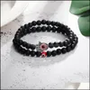 Link Chain Bracelets Jewelry Unisex Casual Matte Beads Hand Link Bracelet 6Mm Alloy Natural Stone Fatima Palm Bangles For Women Men Dhm2E