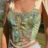 Nibber Fairy Top Y2K Retro Aesthetic Printed Crop Top Women Elegant Bandage Tank Top Skinny Clubwear Camisole Summer Deals 220407