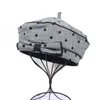2021 New Retro Grey Dot Hat Hat Hat осень и зимняя эластичная сериал Лицо Маленькое Художник Хлятель J220722