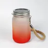 14oz Sublimatiegradiënt Mason Jar met handgreep Glass Tuimelaars Thermische overdracht Waterfles LED Koffie mokken BBA1300333