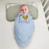 Swaddling kinderlijn mousseline deken gepersonaliseerd baby cadeau katoen geboren babi boy girl baby bedding wrap 220712