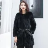 Women's Fur & Faux Cm Long Patchwork Rex Coat/ /Plus Size Custom Men Jacket Jackets Round Collar Navy Blue Black Wine Green BeltWomen's Wome