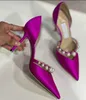 Estate elegante marche Aurelie sandali scarpe per le donne décolleté in pelle verniciata a punta con perle impreziosite Lady sexy tacchi alti EU35-42