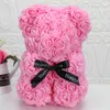 Urso de pelúcia flor rosa multicolorida Boneca artificial mostra amor com laço de fita doce caixa de presente para presente de casamento no dia dos namorados 268P