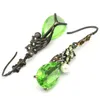 Dangle Lustre 53x13mm Gothique Vintage Créé 9g Rhodolite Vert Grenat Tsavorite Blanc Perle Noir Or Boucles D'oreilles Daily WearDangle