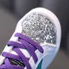 2022 Modedesigner Kinder Baby Sneakers Unisex Sommer Funkelnde Sneakers Star Boy Girl Schnürung Atmungsaktive Applikationen Gummisohle Kinder Flash Schuhe Größen 21-30