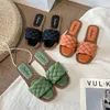 Slippers Summer 2022 Trend Wirded Women Flat Outdoor Weave Slides Rubber Sole Open Toe Beach Sandals Disual Ladies Shoesslippers