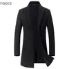 FGKKS Brand Men Winter Wool Blend Pat Men's Fashion теплый толстый шерстяной пальто Slim Fit Solid Color Sale Trench Poat 201222