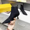 カウガールハイヒールの足首ブーツデザイナーの女性jackeed先の尖ったつま先のリアルレザーエラスティックマーティンブーティーのブーツ豪華な靴eu41