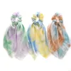 Mode Tie Dye Lange Band Haarbänder Handgemachte Elastische Gummibänder Frauen Pferdeschwanz Halter Vintage Kopfschmuck Femme Haar Zubehör