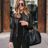 Allukasa Fashion Women Pu Leathers Long Sleeves Coats Lady Casual Winter Zipper Cardigan streetwear relegant leathers Jacket 220817