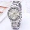 1pcs Classic Rhinestone Watch Womens Geneva Watches Women Ladies Fashion Gold Clock