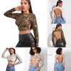 Frauen Sexy Backless Design Tops Lace Up Langarm T-shirt Damen Aushöhlen Kleidung für Sommer und Herbst