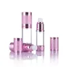 Gold Airless Bottle 15/30 ml Portable påfyllningsbar pump Lotion Bottle Cosmetic Container Pink Sn