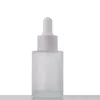 30ml 1 oz Buzlu Amber Siyah Açık Cam Uçucu Yağ Parfüm Şişeleri Mat/Parlak Siyah/Beyaz Reaktif Pipet Kapağı