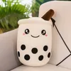 24cm Bubble Milk Tea Peluche Peluche Brassée Boba Peluche Dessin Animé Cylindrique Corps Oreiller Tasse Oreiller Super Doux Étreignant Coussin Cadeau Créatif pour Enfants 820 E3