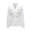 Kvinnors kostymer Blazers High-end Classic Women's Blazer Double Row Metal Buttons Sport Top Coat Short Formal Work Clothes Women Office