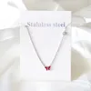 Hanger kettingen roze hart vlinder bloemen ketting voor vrouwen esthetische fee meisjes kleine collier met zirkoniagendant