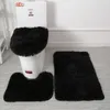 Vaste kleur badkamer mat set pluizige haren bad tapijten moderne toilet deksel deksel tapijten kit 3 stcset rechthoek 50x80 50x40 45x50cm 8433118643