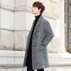 Men's Wool & Blends Winter Long Jacket Men Fashion Korean Loose Fit Double Breasted Trench Coat Teenager Turn-down Collar Pocket Warm Overco T220810