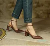 Zapatos de vestir de tacón alto de tacón roma primavera de verano clásicos de verano puntiagudos sandalias sandalias de hebilla elegante señora sólida bomba2022