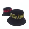 Berets Black Panama Gorro Fishing Caps Fisherman Hip Hop Flame Pattern Bucket Hats For Men Women Outdoor Fashion Sunhat