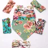 Bavoirs d'impression pour bébé INS Ensembles de bandeau Fleurs pour bébés Imprimé floral Burp Chiffons Serviette baveuse en coton Doux tout-petit Bavoir d'alimentation pour nouveau-né