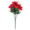 One Silk Poinsettia Flower Bunch 7 Cabeças Vermelho Flor de Natal Branco para Flores Artificiais Decorativas para Casa