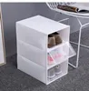 Kunststoff-Aufbewahrungsboxen, zusammenklappbare Studenten-Schuhbox, transparente Tür, frei kombinierbare Schuhschränke, mehrfarbiges Schuhregal, faltbarer Display-Organizer, Stapel ZL0013