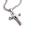 3 Färg Mäns Kors Halsband Stor 316L Rostfritt Ståltråd Christian Cross Pendant Byzantinsk kedja King 5mm 24 '' Tunga coola gåvor