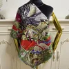 Foulard carré femme foulards bonne qualité 100% soie sergé imprimé fleurs motif oiseau taille 90cm- 90cm