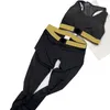 Black Womens Tracksuits Summer Padded Sleeveless Yoga Outfits Dry Quickly Vest Leggings Set Padded Jogging Running GYM Sportswear