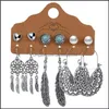 Lampadario pendente orecchini gioielli Boho etnico Sier Set di colori per le donne vintage legno nappa orecchino nuova moda consegna di goccia 2021 Gb76G