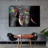 Bunte Elefant-Straßen-Graffiti-Wand-Kunst-Leinwand-Drucke Afrikanische Tier-Leinwand-Gemälde für Wohnzimmer-Dekoration Kein Rahmen