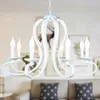Lampes suspendues Nordic American Coutry Style Bougie Moderne Lustre Luminaires Vintage Blanc / Noir En Fer Forgé Maison E14Pendant