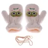 Cinq doigts gants mignon dessin animé en peluche grenouille conception épais chaud automne hiver étudiants suspendus cou cadeaux de mode