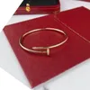 Mała wersja seria paznokci diamentowa francuska luksusowa marka Bangle srebrne materiały złota platowane 18K Never Fade Official 3075268