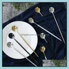 Spoons Flatware Kitchen Dining Bar Home Garden New Style 18/10 Stainless Steel The Long Gold Plated Matte Drop Delivery 2021 Dmxeg