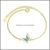 Charm Bracelets Jewelry Todorova Gold Color Butterfly Pendant Bracelet For Women Korean Simple Chian Elegant Dhzrv