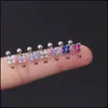 Body Arts Tattoos Art Health Beauty Conjunto de 7 piezas Opal Colorf Zircon Cartílago Tragus Pendientes Titanio Acero Helix Conc Dhiqf