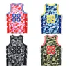 Zomer mannen basketbal t-shirt vest mode ontwerper hoge kwaliteit camouflage patroon mouwloze Tees Aziatische maat M-3XL