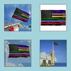 Banner vlaggen Feestelijke feestbenodigdheden Home Garden Dunne MTI Lijn Flag Red Blue Green USA 3x5ft voor decoratie PAA10954 Drop Delivery 2021 QCX