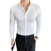 Mäns casual skjortor Autumn Solid Long Sleeve Dress Shirt Mänkläder Enkel Slim Form Formal Wear Office Blus Homme