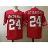 Thr NCAA Beacon Hills # 24 Stilinski Red College Football Jersey Maillots Marrons Chemises S-3XL