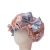 Enfants Satin couleur unie chapeau de couchage nuit sommeil Baotou casquette mignon arc élastique soins des cheveux Bonnet bonnet de nuit Bonnet Turban chapeaux