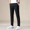 Calça masculina primavera no verão masculino casual estilo clássico negócio de moda slim se encaixa calças de cores sólidas retas para