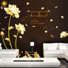 Wall Stickers Removable 3D Golden Homecoming Flowers Sticker Art Bedroom Home Decoration Decals Mural